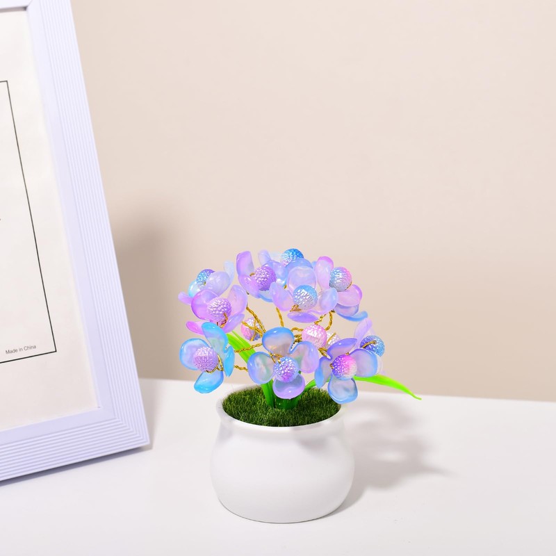 Purple Acrylic Phalaenopsis Small Potted Plants, Office Desktop Decoration, Car
