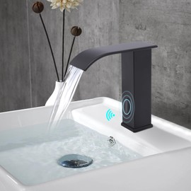 Sensor Tap for Bathroom and Kitchen, Stainless Steel Non-Contact Automatic Mixer Tap with Temperature Control for Sink (Black)