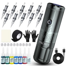 INKCHUM Wireless Tattoo Machine Kit, Rechargeable Rotary Tattoo Pen Kit with OLED Display 2000mah Batteries for Long-Time Tattoo Work, 12W Coreless Motor for Professional and Beginners