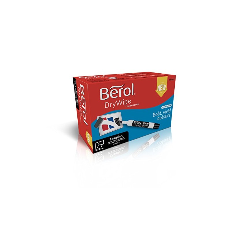 Berol Dry Wipe Chisel Tip Whiteboard Marker - Black (Pack