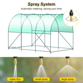 Greenhouse, 10’x7’x7’ Upgraded Walk-in Greenhouse with Spraying System, Heavy Duty Tunnel Greenhouse with 6 Ventilated Mesh Windows & Zippered Roll-up Door, Large Plant Garden Hot House Outdoor