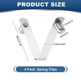 PATIKIL 7.5 x 5mm Kayak Paddle Snaps, 4 Pack Solid Tent Pole Clips Steel V Shaped Single Pin Push Button Spring Clips Lock Tube Pole Clips for Camping Awning, Silver Tone, 35mm Long