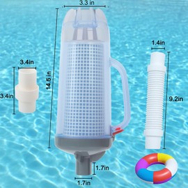 Universal Large In-line Pool Leaf Canister with Mesh Basket Compatible with Hayward, Zodiac Baracuda, Pentair with AXV092 1.5" Hose Connector Adapter Pool and Spa Cleaner (Updated)