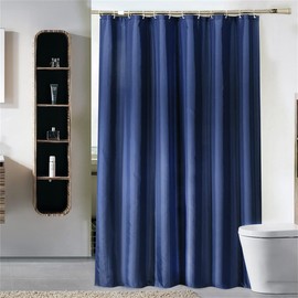 Lindong Basic Shower Curtain, 240 x 200 cm, Thick Fabric, Waterproof, Anti-Mould, Bathroom Curtain, Dark Blue, 240 x 200 cm
