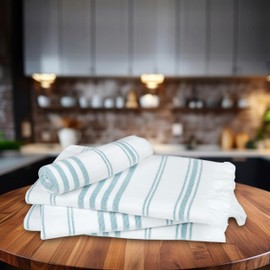 Ample Decor Bathroom Hand Towels for Kitchen Set of 4 100% Cotton Soft Boho Hand Towels Pre-Washed Hammam Towels - Mint Green - 16 X 28 Inch