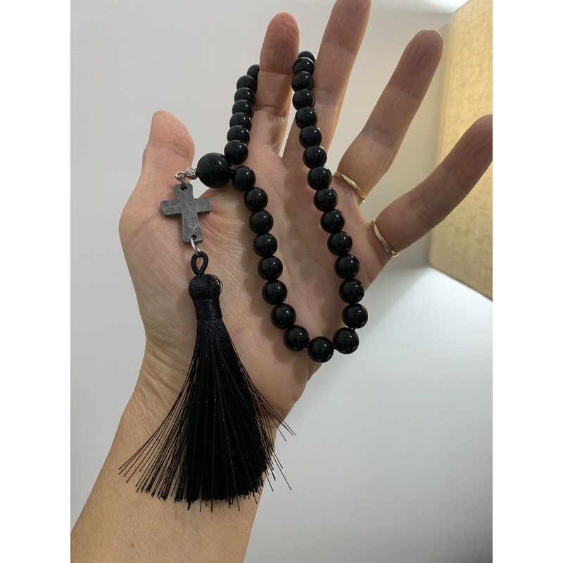 Genuine Black AgateOrthodox Christian Rosary Prayer Beads, Chotki, 10mm-33 beads