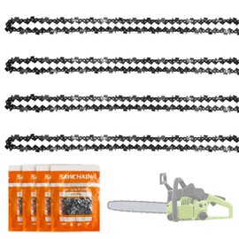 Oryzium 4 Pack Chainsaw Chain Replacement with 3/8" LP-59 Drive Links,0.050" Gauge,Compatible with 16-lnch(40cm) Bar,Handheld Low-Kickback Saw Chains for Wood Branch Cutting