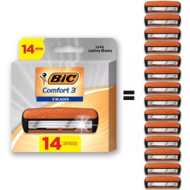 BIC Comfort 3 Refillable Three-Blade Disposable Razors for Men