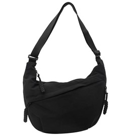 Fashion Plain Color Nylon Crossbody Bag For Women, Slouchy Dumpling and Multi-Pocket Sling Bag, New Crossbody Bag (Black)
