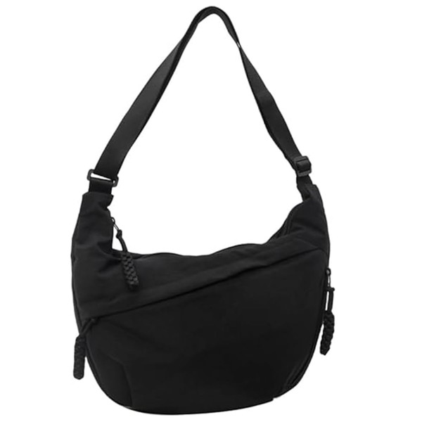 Fashion Plain Color Nylon Crossbody Bag For Women, Slouchy Dumpling