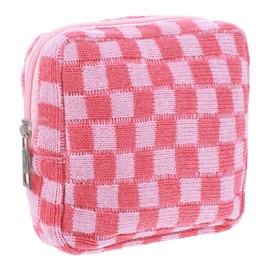 Period Pouch, Checkered Portable Period Bag Sanitary Napkin Storage Bag Tampon Storage Pouch for Women Ladies Daily Use Storages Purse Travel(1 Pcs)