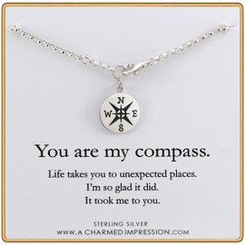 You are My Compass • I'd be Lost Without You • Intentional Charm Bracelet • Unique Handcrafted Gift for Wife/Girlfriend/Best Friend Sterling Silver