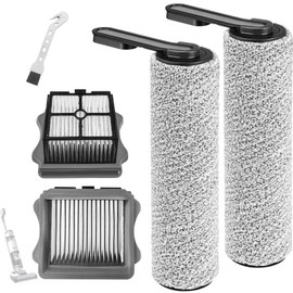 DianSung Roller Brush + Filter Replacement Parts for Tineco Floor One S5, S5 Pro, S5 Pro 2, S5 Extreme Wet and Dry Vacuum Cleaner, Accessory Set 2 Brush Roll + 2 Filters + 1 Cleaning Brush