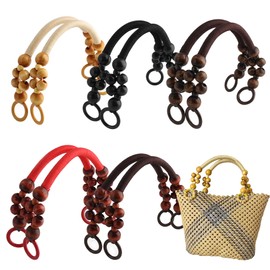 Yayatty Wooden Beaded Bag Handles, 10Pcs 5 Colors Purse Handles Nylon Rope Purse Straps Replacement Bag Handles U-Shape Purse Handles for Bag Making Shoulder Bag Handbag DIY Crochet Bag, 18.5 Inch