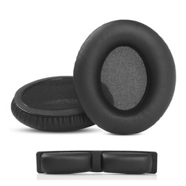 HTINDUSTRY Earpads and Headband Replacement Compatible with KRK KNS 6400 KNS 8400 Headphones Ear Pads with Softer Protein Leather/Memory Foam