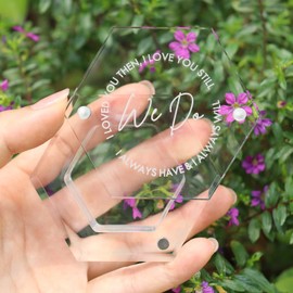 EIFLR Engraved Wedding Ring Boxes for Ceremony Acrylic Ring Bearer Box for Wedding Proposal Engagement (Hexagon D)