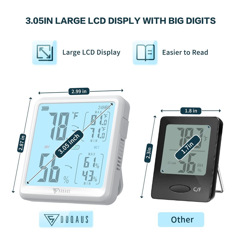 DOQAUS Digital Hygrometer Indoor Thermometer for Home, Room Thermometer with