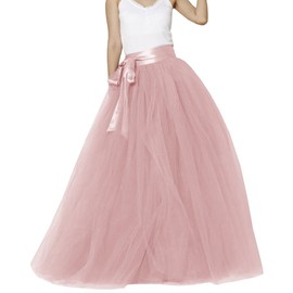 EllieHouse Womens Long Tutu Party Evening Tulle Skirt Dusty Pink Size XL PC05