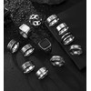CASDAN 12Pcs Stainless Steel Vintage Signet Rings for Men