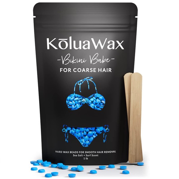KoluaWax Hard Wax Beads for Hair Removal – Coarse Body Hair Formula – Brazilian, Underarms, Back Chest, Bikini Area Waxing – Large 1lb Refill Pearl Beans for Wax Warmers - Babe Cera Para Depilar