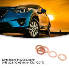 ACROPIX 14mmx20mmx1.5mm Copper Flat Ring Sealing Crush Washer Gasket Copper Tone - Pack of 5