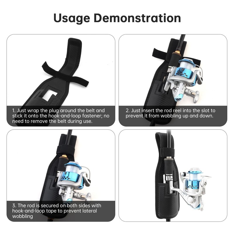 ConSkyee Leather Rod Holster, Hands-Free Belt Carrier for Surf/Casting Rods