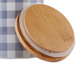 DII Ceramic Canister Sets for the Kitchen Food Safe Storage Containers with Lids, Large, Medium & Small, Buffalo Check, Stonewash Blue & White, 3 Count