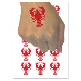 Maine Lobster Silhouette Temporary Tattoo Water Resistant Fake Body Art Set Collection - 15 2" Tattoos (1 Sheet)