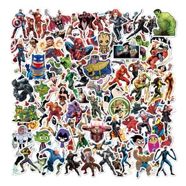 100Pcs Super-heros Stickers, Comic Legends Theme Stickers Packs for Laptop Water Bottle Car Cup Computer Guitar Skateboard Luggage Bike Bumper, Vinyl Waterproof Avengers Decals for Teens Adults