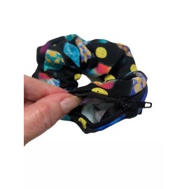 SHOPGALNY Pickle Ball Black Printed HAIR ZIPPER SCRUNCHIE FUN GIFT IDEA, School GYM