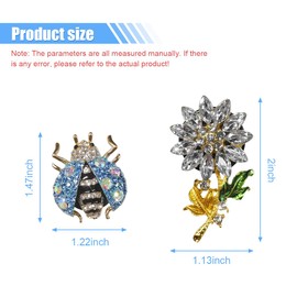 4PCS Bling Ladybug Flower Car Air Freshener Vent Clips, Crystal Rhinestone Car Diffuser Air Vent Clip, Cute Air Conditioner Outlet Clip Charm, Car Interior Decorations for Women Girls (Silver/Blue)