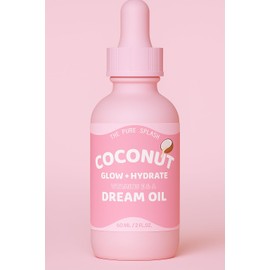 Coconut Dream Oil – Glow + Hydrate Face & Body Oil with Vitamins E & A – Lightweight, Non-Greasy Daily Moisturizer – 100% Natural, 2 fl oz