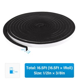 DGSL Foam Insulation Tape, Weather Stripping Door Seal Strip for Doors and Windows,Sliding Door,Sound Proof Soundproofing Door Seal,Weatherstrip,Air Conditioning Seal Strip (1/2In x 3/8In x 16.5Ft)