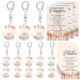 40 Sets Volunteer Appreciation Gifts Bulk Acrylic Volunteer Keychains with Thank You Cards for Social Volunteers Employee Coworker