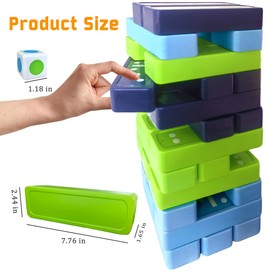 RAINBOW TOYFROG Pai Gow 3-Color Block Stacking Game - Fun Family Tower Building Game with 30 Pieces and Dice for Kids and Adults, Two Games in One with Domino Stickers