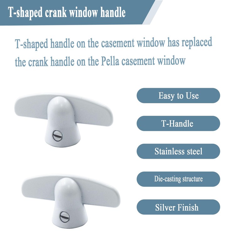 Follde 3/8" Spline Size T-Crank Window Handle Replacement for Pella