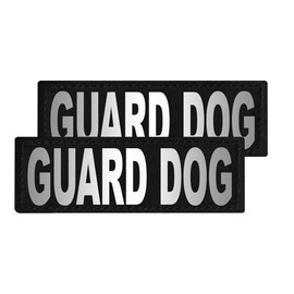 Dogline Guard Dog Vest Patches – Removable Guard Dog Patch 2-Pack with Reflective Printed Letters for Support Dog Vest Harness Collar or Leash
