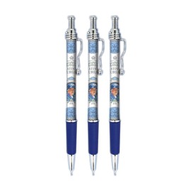 3X Queen Elizabeth II Platinum Jubilee Ballpoint Pens Commemorative Memorabilia Souvenirs Black Retractable Ballpen Gift Set (By LILAJ)