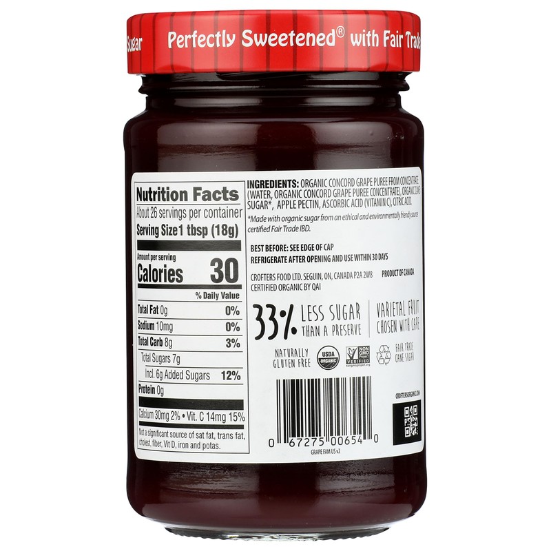 Crofters Organic Concord Grape Premium Spread, 16.5 Oz Jar
