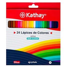 Kathay 86233699 - Box of 24 Wooden Colouring Pencils, Soft Lead 3.0 mm, Perfect for Colouring