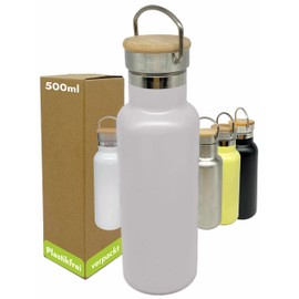 beneyu ® Sustainable Stainless Steel Thermal Water Bottle, Food-Safe and Leak-Proof Drinking Bottle, 500 ml for Everyday Use, Yoga or Your Outdoor Adventure, BPA-Free