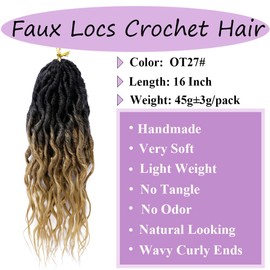 Faux Locs Crochet Hair 6 Packs Soft Locs Crochet Braids for Women Pre Looped Goddess Locs Crochet Hair 16 Inch Locs Crochet Braids with Curly Ends Synthetic Braiding Hair Extensions