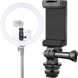 Anwenk - Soporte para teléfono con soporte para zapato fría para micrófono/luz de flash compatible con cámara de acción Gopro Hero DJI Osmo Smartphone, conexión en cámara réflex digital/anillo de