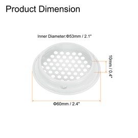 QUARKZMAN 12 Stück Luftschlitze Rund Flach Soffit Vent 53mm/2.1" Edelstahl Rund Vent Mesh Loch Lamellen für Badezimmer Zuhause, Büro, Küche, Schrank, Kleiderschrank, Weiß