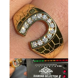 MOISSANITE Horseshoe Ring for Men – 0.6ct VVS D Color – 14k Gold Vermeil Over 925 Silver – Passes Diamond Tester – Pinky Ring Bling – GRA Certified Hip Hop Jewelry (12)