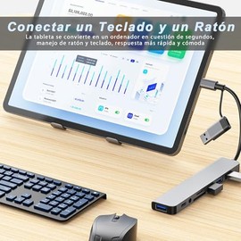 FEISEDY Hubs, 8 en 1 Adaptador de Doble Cabezal USB y Tipo C,USB 3.0 * 2,3.5 mm Conector de Audio,Lector de Tarjetas SD/TF, estación de Acoplamiento U