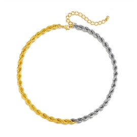 LILIE&WHITE Two-Tone Rope Chain Necklace for Women - Gold and Silver Twist Design - Fashion Jewellery for Everyday Wear & Special Occasions