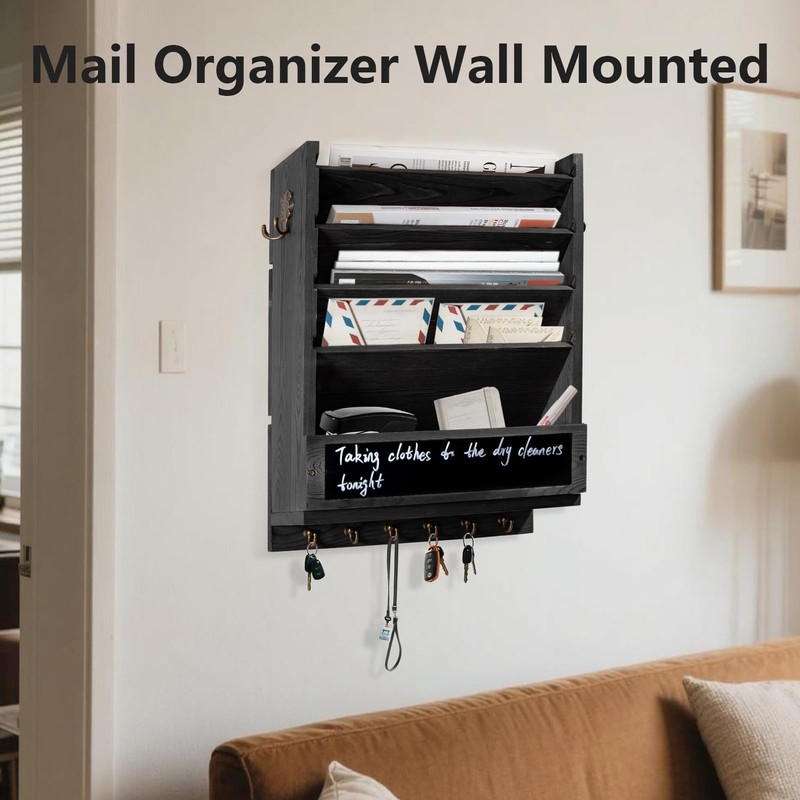 Rustic wall mail organizer,Key and Mail File Holder for Wall