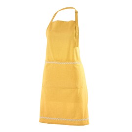 FINGERCRAFT Apron, Dual Pocket, Adjustable Tie, Multipurpose Washable Bib Apron for Home, Kitchen, Chef and Professionals Yellow Gold