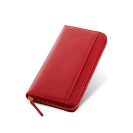 [TASUKI] Italian Leather Genuine Leather Wallet, Round Zipper, First-class Wallet, Made by Artisans, red